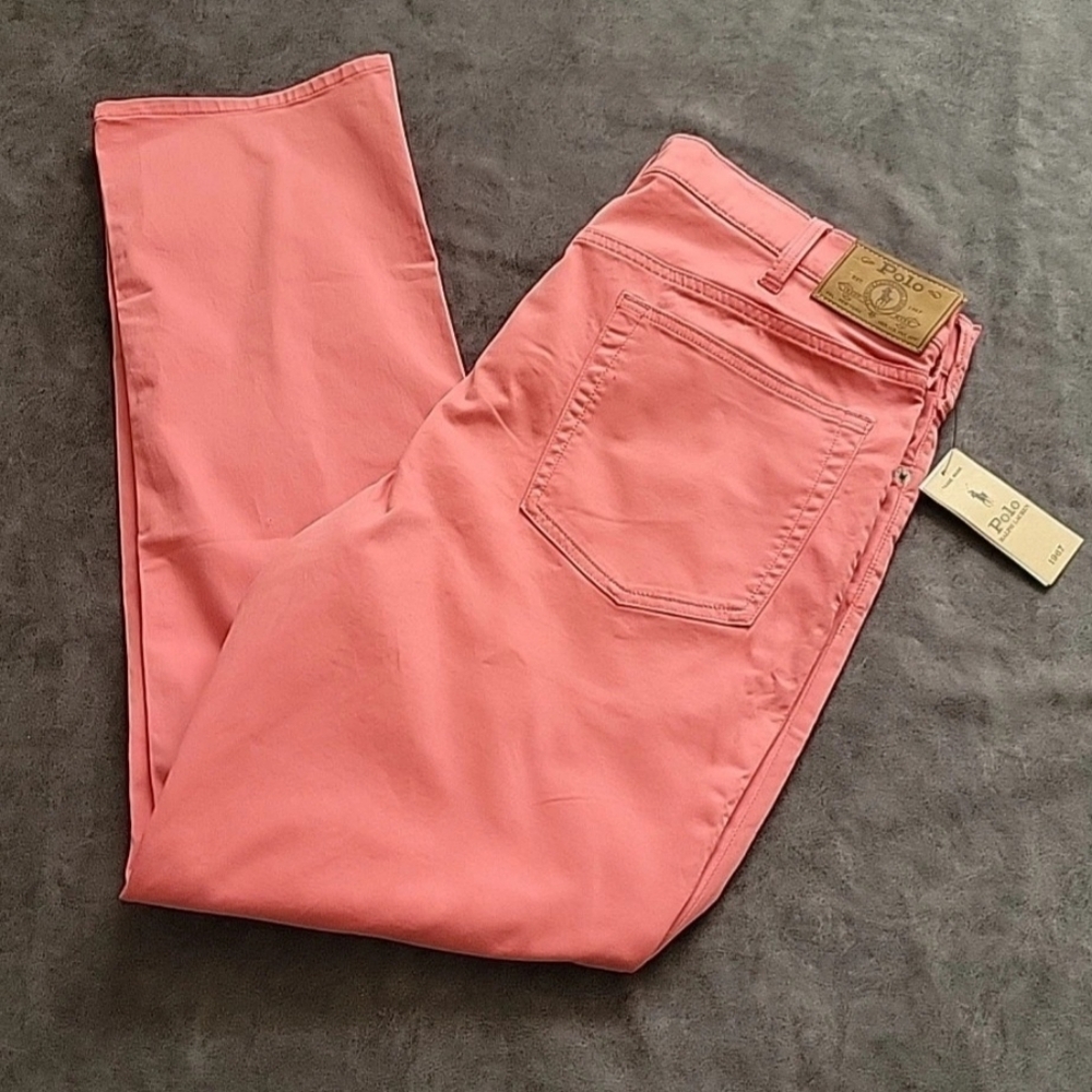 NWT Men POLO RALPH LAUREN Red Varick Slim Straight Stretch Sateen Casual Pants - Picture 3 of 11